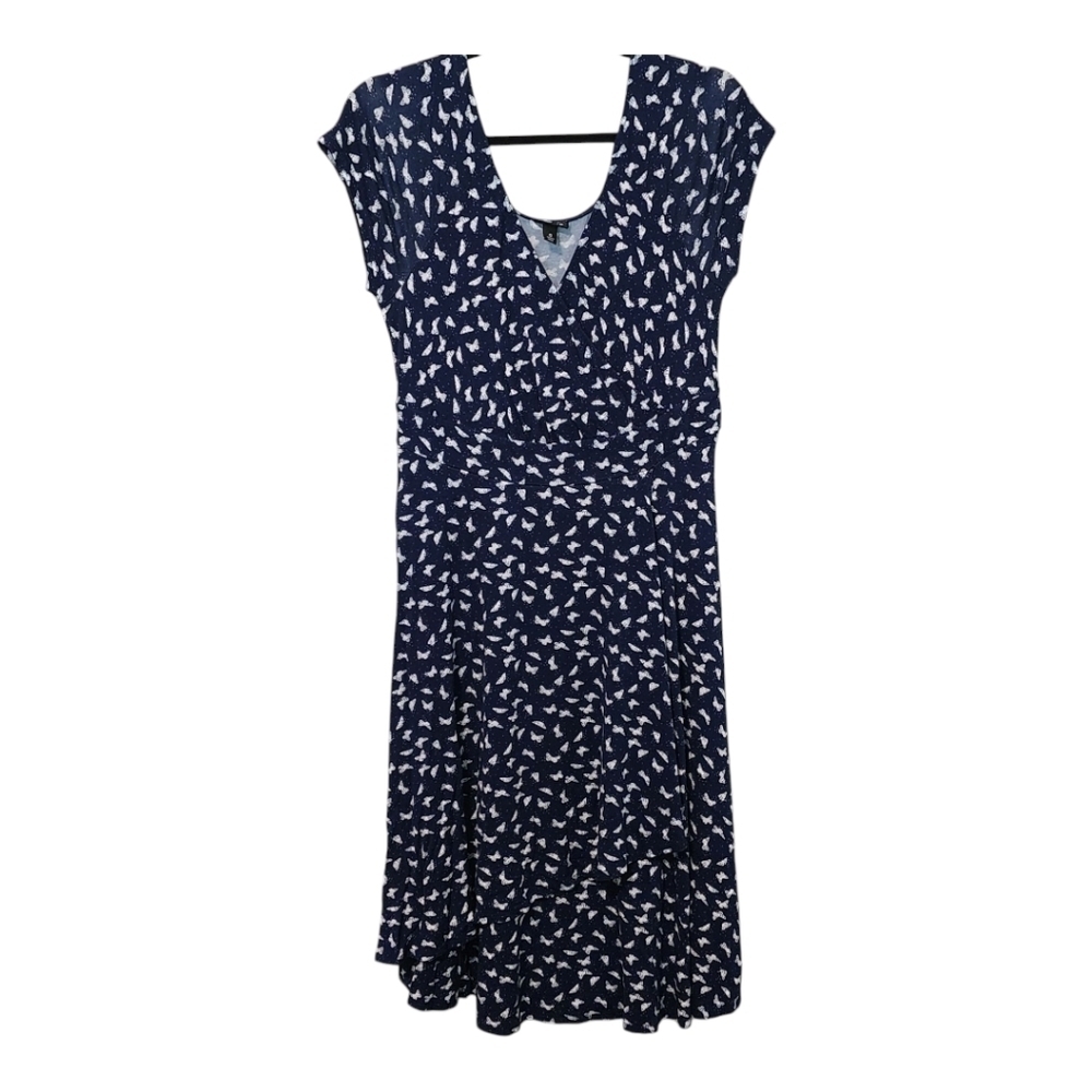 Torrid sz 0 / L blue butterfly wrap dress flattering feminine